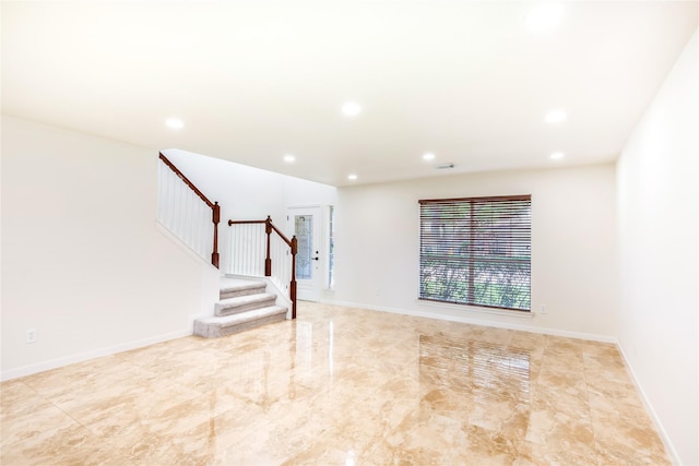 11818 Remington Run Ln, Houston, TX 77066 - unfurnished living room with stairway, recessed lighting, and baseboards