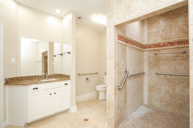 4603 Joyce Blvd, Houston, TX 77084 - bathroom featuring toilet, a tile shower, vanity, and tile patterned flooring