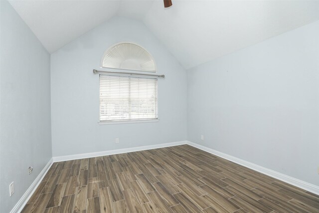 4603 Joyce Blvd, Houston, TX 77084 - additional living space featuring dark wood-style flooring, lofted ceiling, baseboards, and ceiling fan