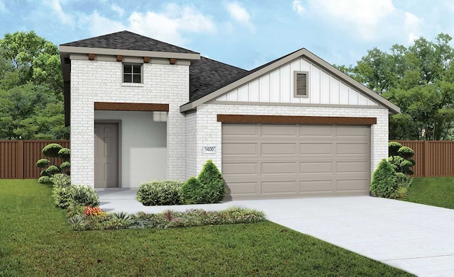 4426 Azalea Blossom Rd, Pinehurst, TX 77362 - view of front facade with brick siding, board and batten siding, an attached garage, and a shingled roof