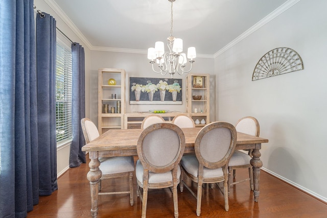 11018 Jadestone Creek Ln, Cypress, TX 77433 - dining space with a chandelier, wood finished floors, crown molding, and baseboards