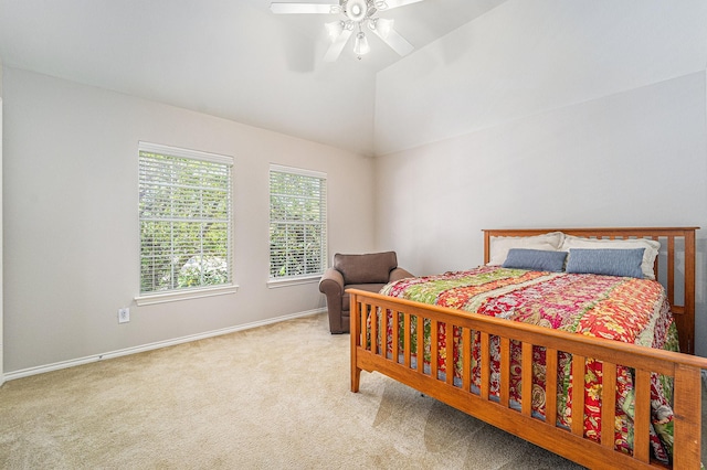 11018 Jadestone Creek Ln, Cypress, TX 77433 - bedroom featuring carpet, baseboards, a ceiling fan, and vaulted ceiling
