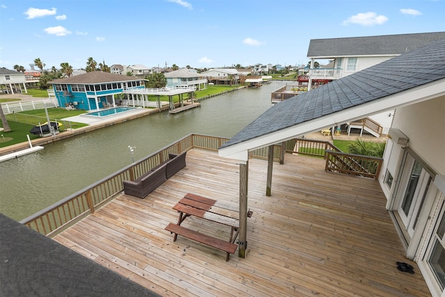 3802 Tidewater, Galveston, TX 77554 - dock featuring a residential view and a deck with water view