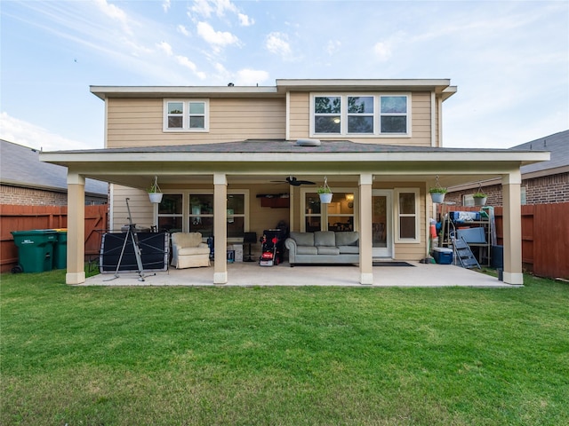 2786 Cayden Creek Way, Conroe, TX 77304 - back of property featuring outdoor lounge area, a patio area, and ceiling fan