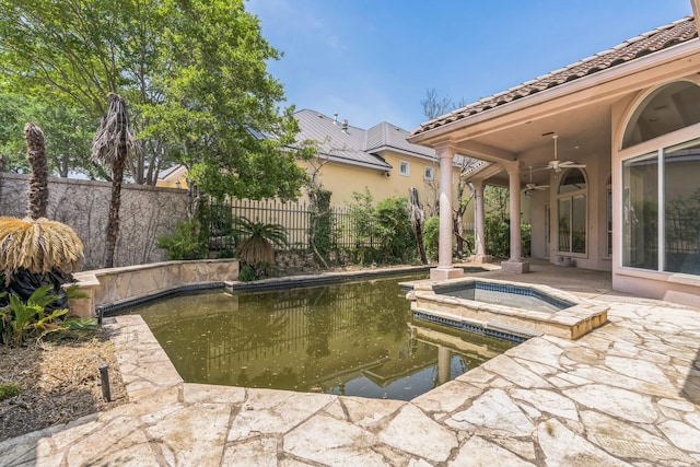 21 Aston Gln, San Antonio, TX 78257 - view of pool with ceiling fan, a patio, and a pool with connected hot tub