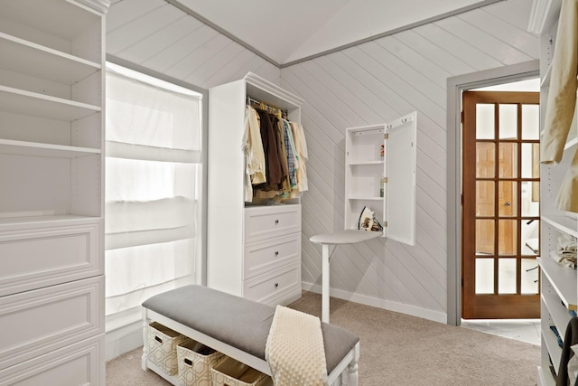 13102 Lake Mist Dr, Cypress, TX 77429 - spacious closet featuring light carpet and vaulted ceiling