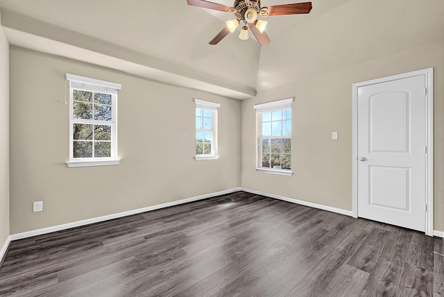 1926 Sequoia Trail Ln, Richmond, TX 77469 - spare room with dark wood-style floors, baseboards, and a ceiling fan