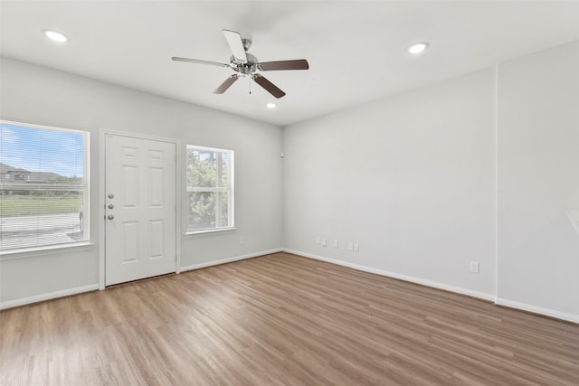 3907 Lynnfield St, Houston, TX 77016 - spare room featuring wood finished floors, baseboards, a ceiling fan, and recessed lighting