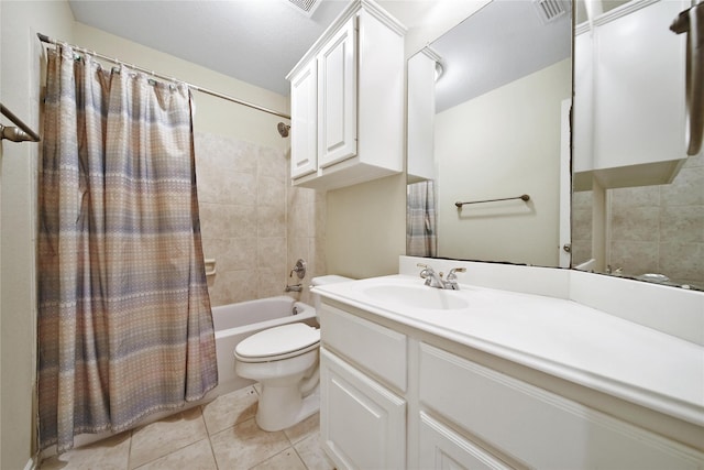 19715 Satinwood Trl, Humble, TX 77346 - bathroom with toilet, tile patterned flooring, shower / tub combo, and vanity