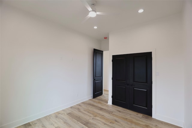 609 E 38th St, Houston, TX 77022 - empty room with ceiling fan, light wood-type flooring, baseboards, and recessed lighting