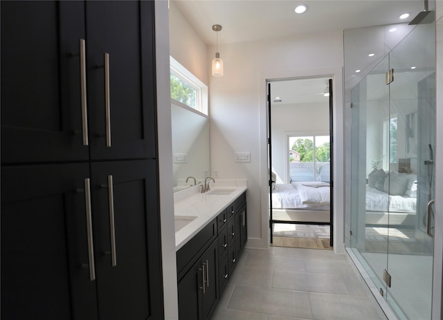 609 E 38th St, Houston, TX 77022 - full bath featuring healthy amount of natural light, ensuite bath, a shower stall, and recessed lighting