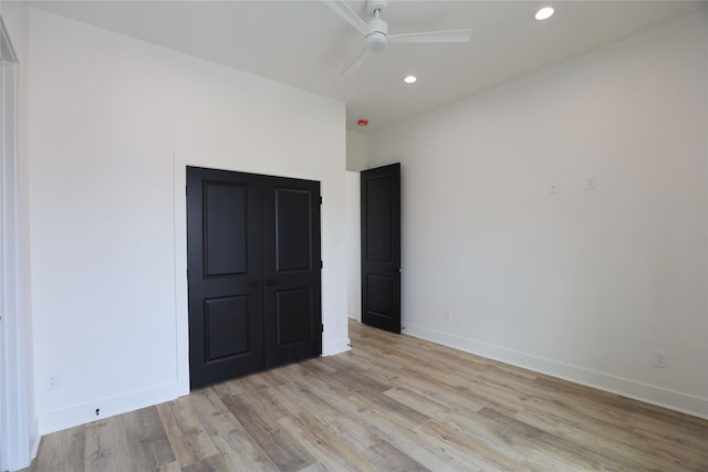 609 E 38th St, Houston, TX 77022 - spare room with recessed lighting, light wood finished floors, ceiling fan, and baseboards