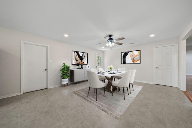 127 E Thornton Rd, Houston, TX 77022 - dining room featuring ceiling fan, recessed lighting, and baseboards