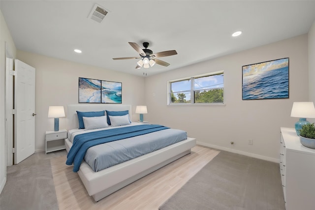127 E Thornton Rd, Houston, TX 77022 - bedroom with baseboards, recessed lighting, and a ceiling fan
