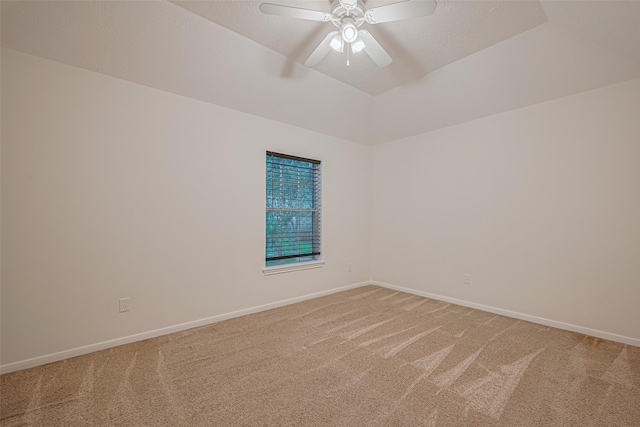 5918 Pendelton Place Dr, Sugar Land, TX 77479 - empty room with light carpet, baseboards, a ceiling fan, and vaulted ceiling