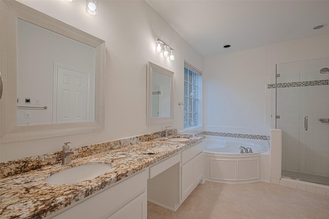 5918 Pendelton Place Dr, Sugar Land, TX 77479 - full bathroom with a garden tub, a shower stall, and double vanity