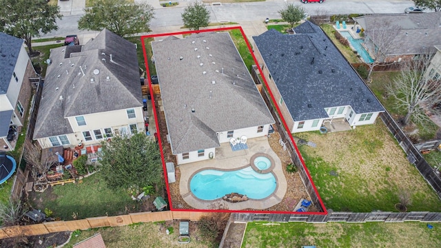 13507 Marblepointe Ln, Cypress, TX 77429 - aerial view of residential area featuring property boundaries highlighted and a pool area