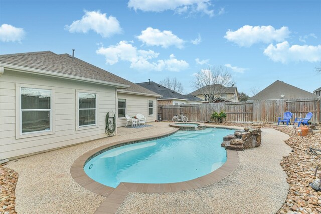 13507 Marblepointe Ln, Cypress, TX 77429 - view of swimming pool with a patio area, a fenced backyard, and a pool with connected hot tub