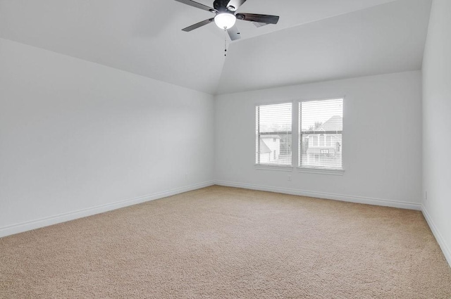 11307 Bentgrove Ln, Cypress, TX 77433 - unfurnished room with vaulted ceiling, light colored carpet, a ceiling fan, and baseboards