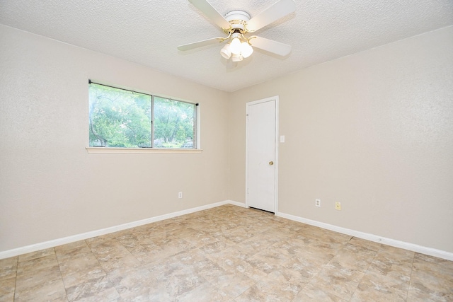 12618 Foxburo Dr, Houston, TX 77065 - empty room featuring a ceiling fan, baseboards, and a textured ceiling