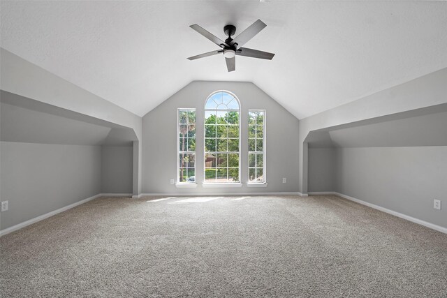18438 Brenwood Manor Dr, Katy, TX 77449 - bonus room with carpet floors, lofted ceiling, a ceiling fan, and baseboards