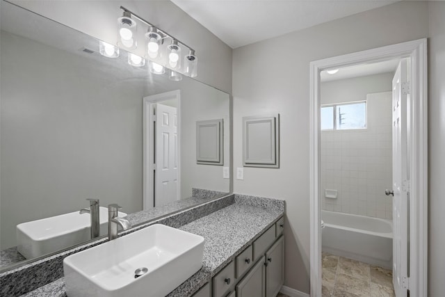 18438 Brenwood Manor Dr, Katy, TX 77449 - full bathroom with vanity, baseboards, and bathing tub / shower combination