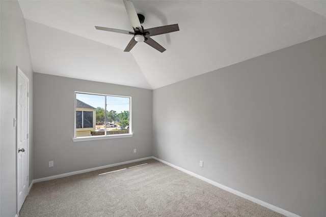 18438 Brenwood Manor Dr, Katy, TX 77449 - unfurnished room with a ceiling fan, carpet, baseboards, and vaulted ceiling