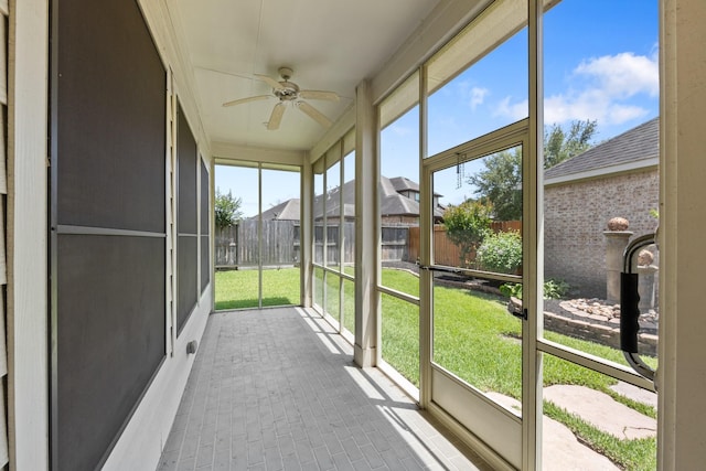 16506 Shimmering Lake Dr, Cypress, TX 77433 - unfurnished sunroom featuring ceiling fan