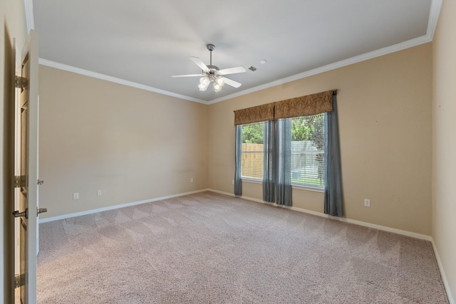 16506 Shimmering Lake Dr, Cypress, TX 77433 - carpeted empty room featuring crown molding, a ceiling fan, and baseboards