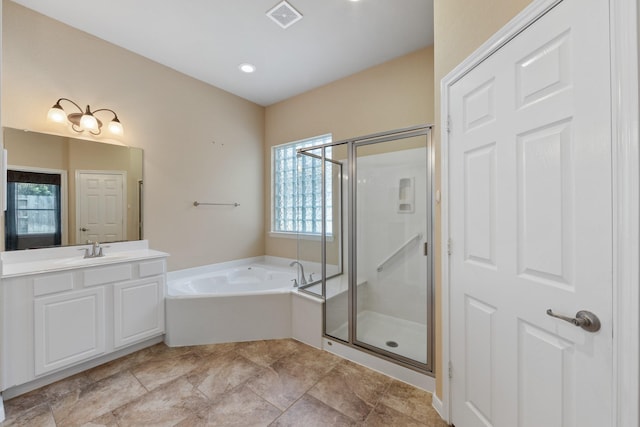 16506 Shimmering Lake Dr, Cypress, TX 77433 - full bath featuring a bath, a shower stall, and vanity