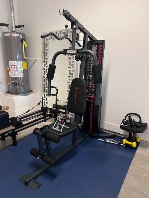 10630 Hazel Hills Dr, Cypress, TX 77433 - exercise area featuring water heater