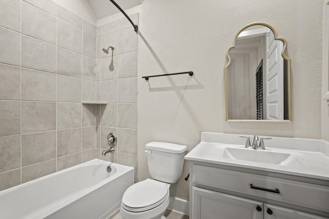 10630 Hazel Hills Dr, Cypress, TX 77433 - bathroom featuring vanity, bathing tub / shower combination, and toilet