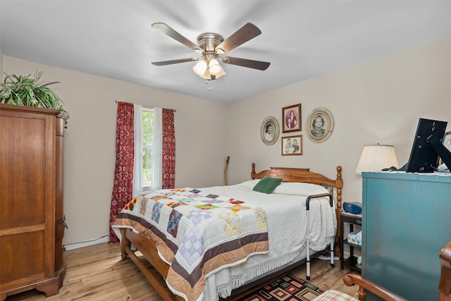 19769 State Highway 21 E, Grapeland, TX 75844 - bedroom featuring light wood-type flooring and ceiling fan