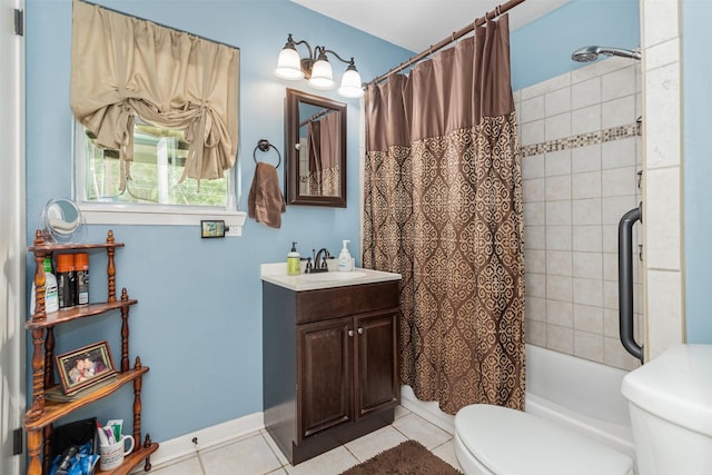 19769 State Highway 21 E, Grapeland, TX 75844 - bathroom featuring toilet, tile patterned floors, shower / tub combo, and vanity