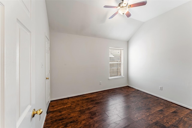 3418 Mcmahon Way, Missouri City, TX 77459 - spare room with lofted ceiling, a ceiling fan, and dark wood finished floors