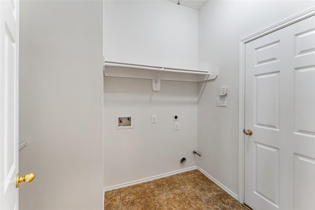 3418 Mcmahon Way, Missouri City, TX 77459 - clothes washing area featuring washer hookup, electric dryer hookup, gas dryer hookup, and baseboards