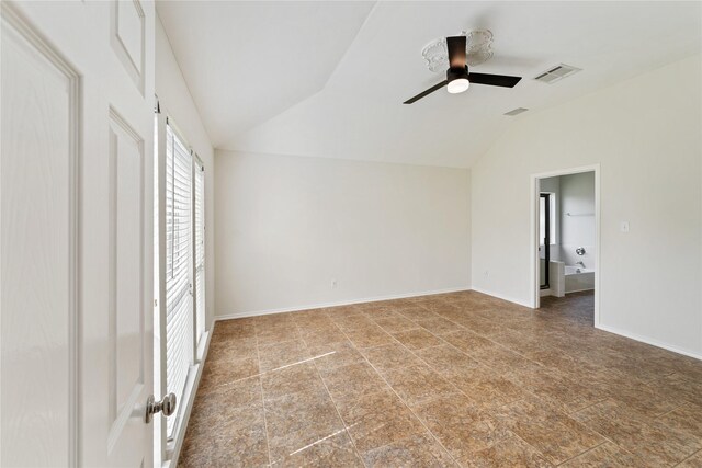 3418 Mcmahon Way, Missouri City, TX 77459 - spare room with lofted ceiling, ceiling fan, and baseboards