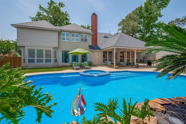5807 Juniper Knoll Ln, Houston, TX 77345 - view of pool with a patio area, ceiling fan, and a pool with connected hot tub