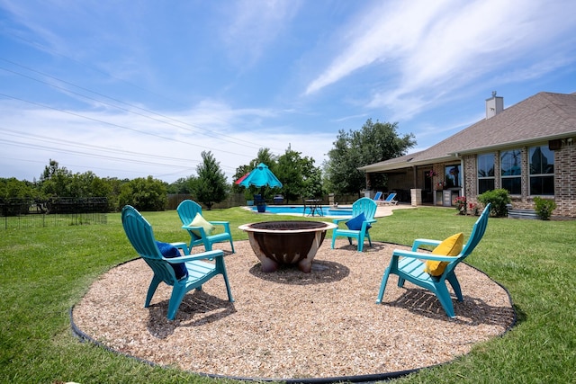 18084 Morning Dove Cir, College Station, TX 77845 - view of yard with a pool, an outdoor fire pit, and a patio