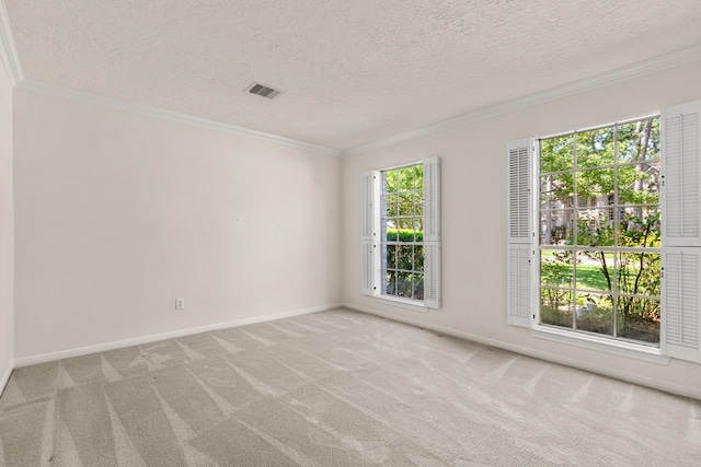 1022 Oak Leaf St, La Porte, TX 77571 - empty room with crown molding, light carpet, a textured ceiling, and baseboards