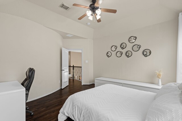 12011 Charlottes Bequest Cir, Cypress, TX 77433 - bedroom featuring wood finished floors, baseboards, a desk, and ceiling fan