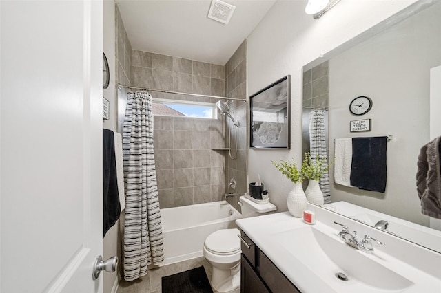31550 Elkcreek Bend Dr, Hockley, TX 77447 - bathroom with vanity, shower / bathtub combination with curtain, and toilet