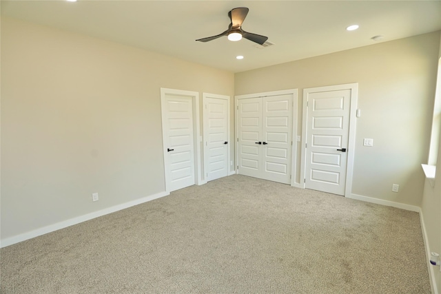16803 Forest Trail Dr, Channelview, TX 77530 - unfurnished bedroom with carpet floors, recessed lighting, baseboards, and a ceiling fan