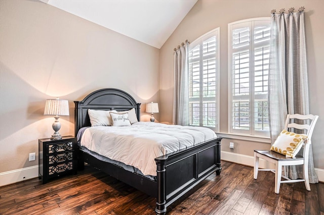 2919 Rutherford Place Ct, Katy, TX 77494 - bedroom with dark wood-style flooring, lofted ceiling, and baseboards