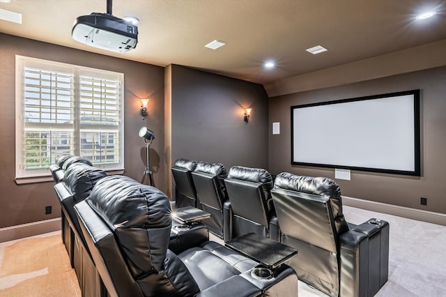 2919 Rutherford Place Ct, Katy, TX 77494 - home theater with light carpet, baseboards, and recessed lighting
