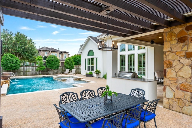 2919 Rutherford Place Ct, Katy, TX 77494 - view of pool featuring area for grilling, a patio, a fenced backyard, and outdoor dining area