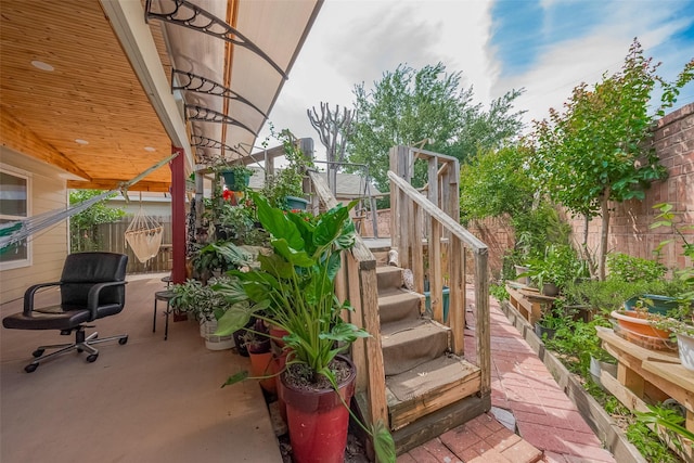 2902 Back Bay Brook Trl, Houston, TX 77045 - view of patio / terrace with stairs and fence