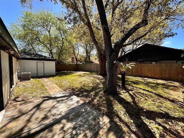 738 Beachcomber Ln, Houston, TX 77062 - fenced backyard featuring a deck and central air condition unit