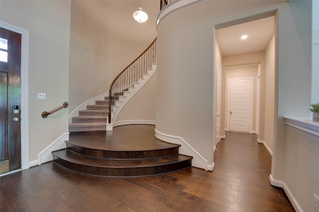 4218 Tanner Woods Ln, Sugar Land, TX 77479 - foyer entrance with stairway, hardwood / wood-style floors, and baseboards