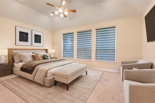 4218 Tanner Woods Ln, Sugar Land, TX 77479 - carpeted bedroom featuring vaulted ceiling and a ceiling fan